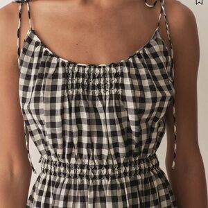 Doen Black and White Gingham Midi Dress